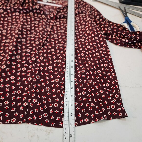 Boden Polly Peasant Blouse Size 8 Burgundy Floral Boho Tie - Picture 9 of 10
